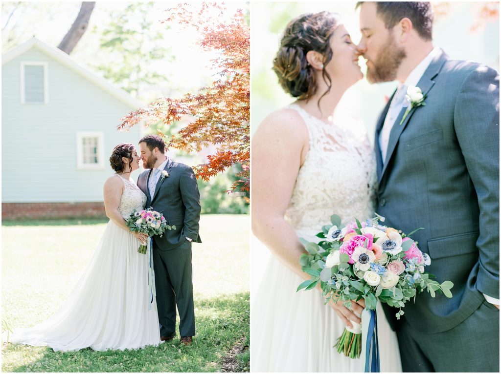 bride and groom portraits in the spring
