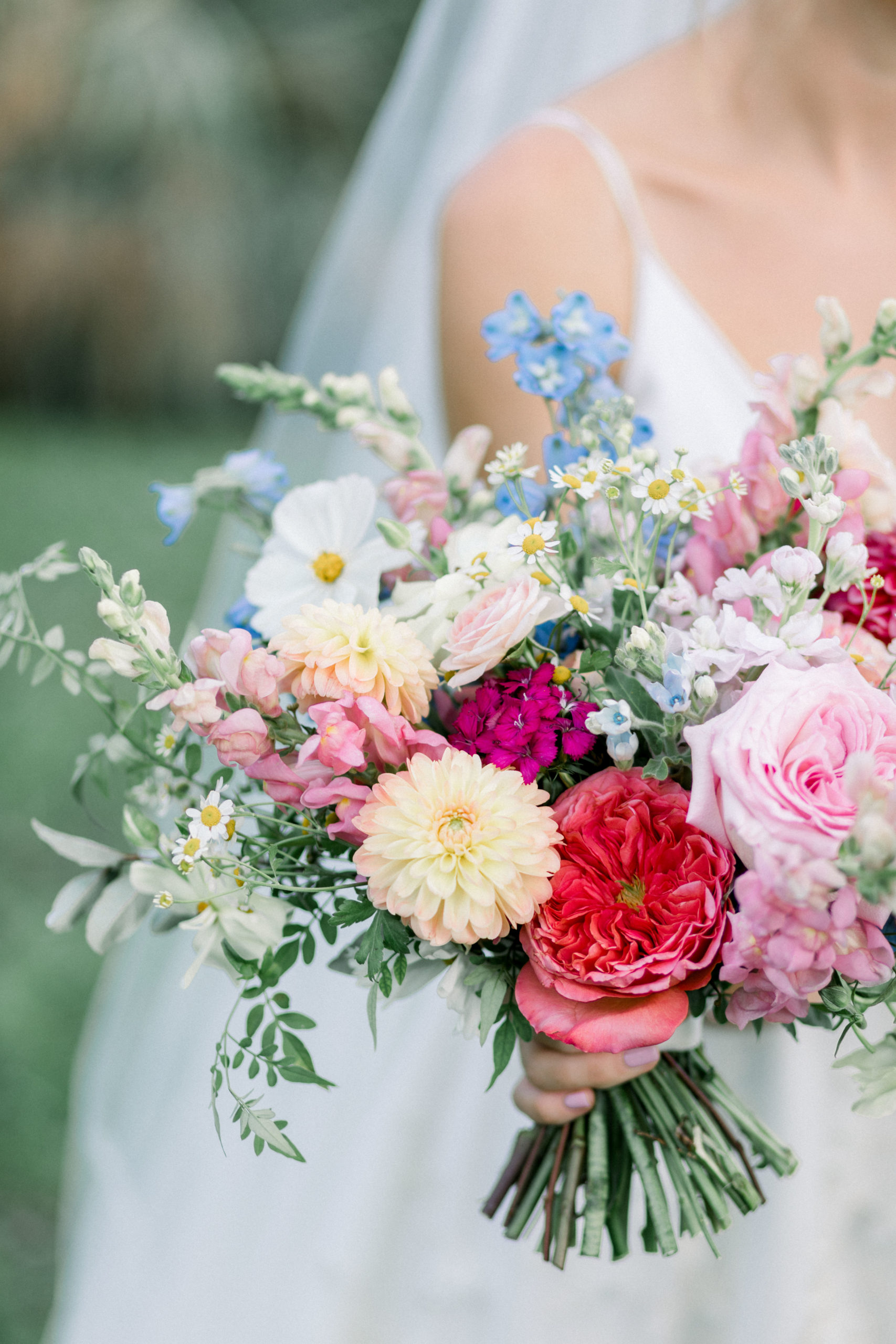 close up of bridal bouquet at elegant Charleston farmhouse wedding