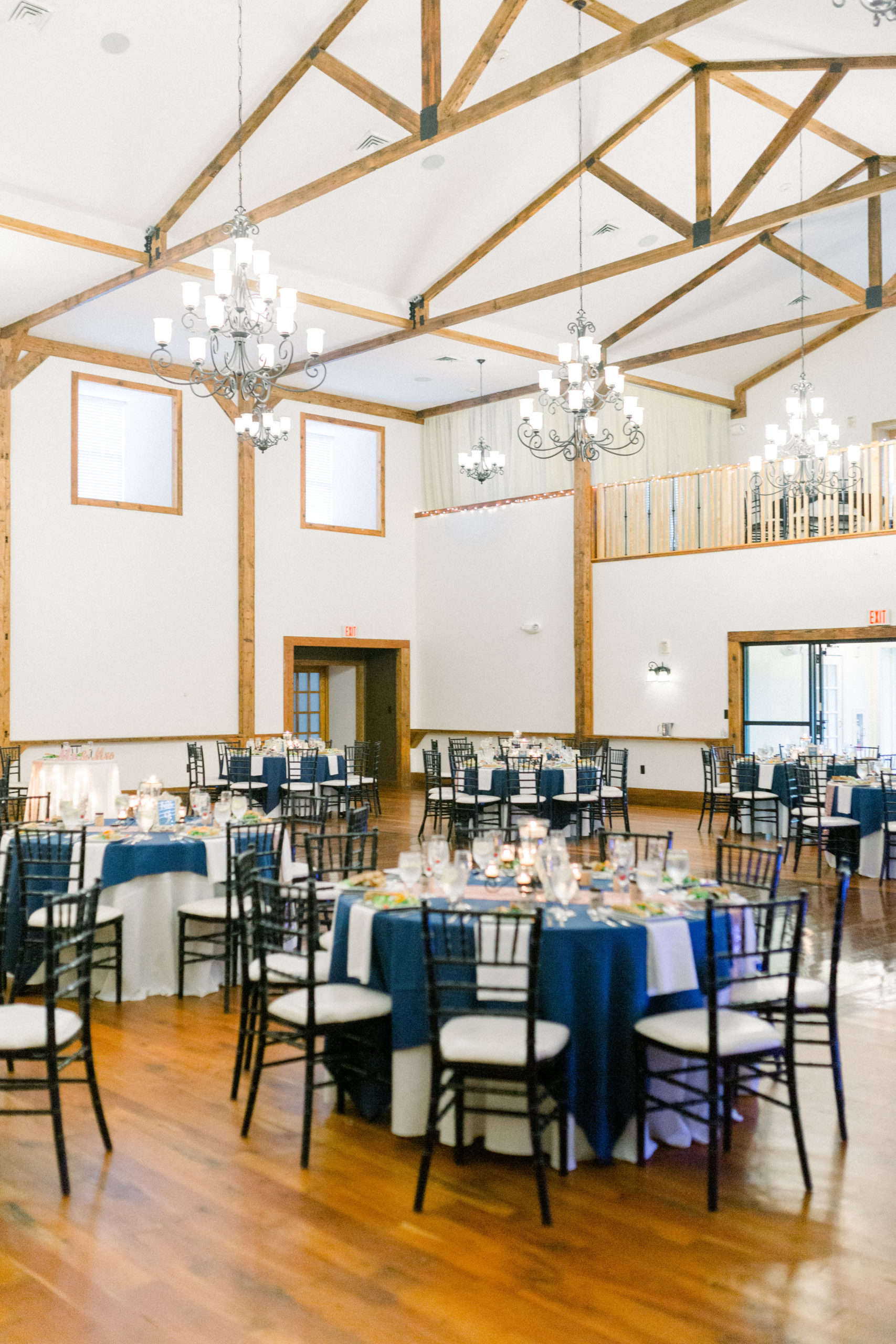 reception hall set up for evening reception after stunning lodges at gettysburg wedding