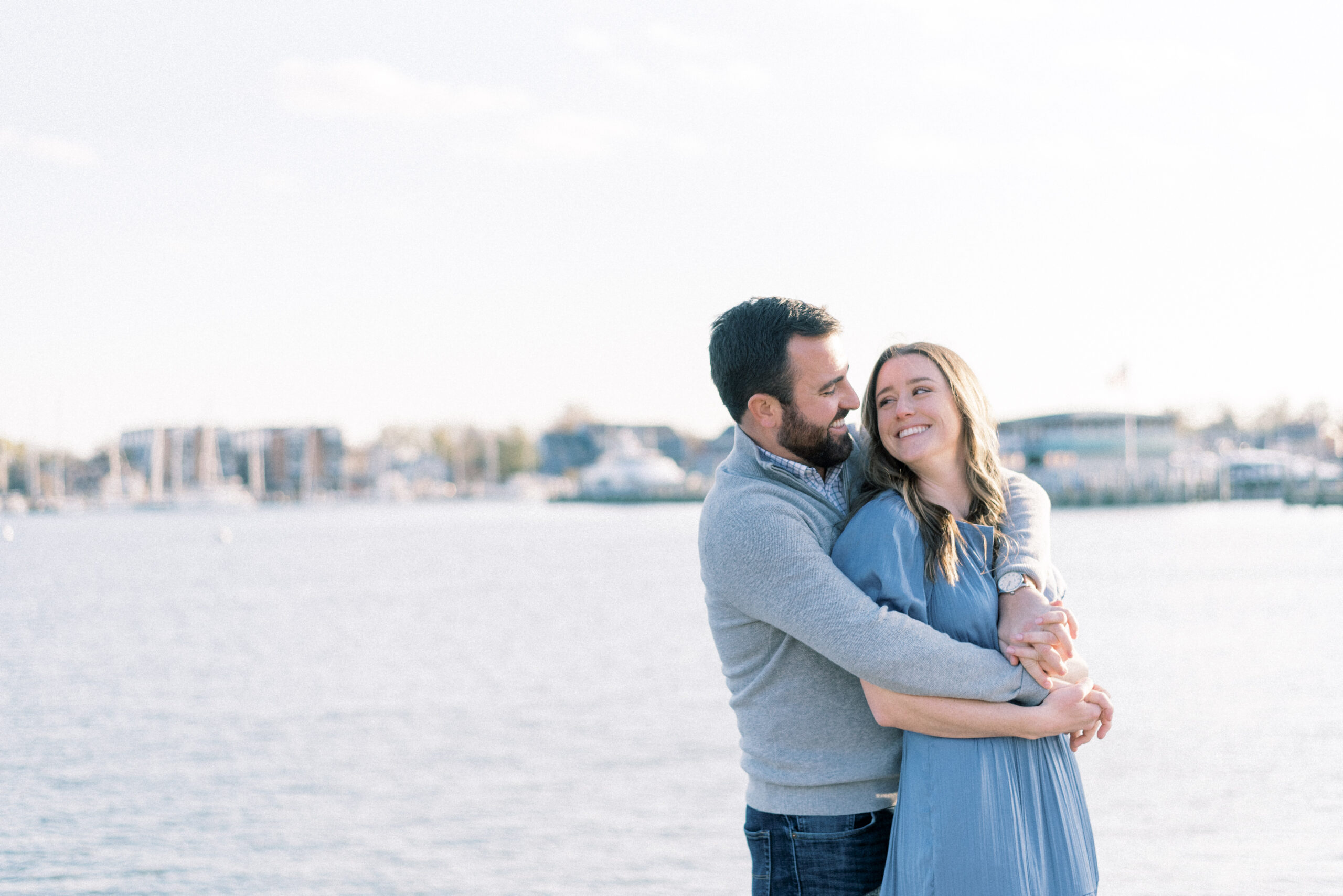 Maryland wedding photographer captures man holding woman and laughing together