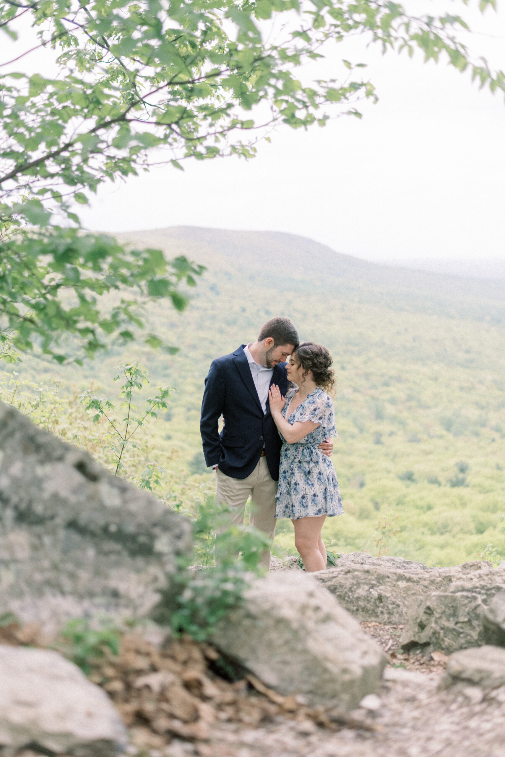 Maryland wedding photographer captures couple hugging during engagement portraits