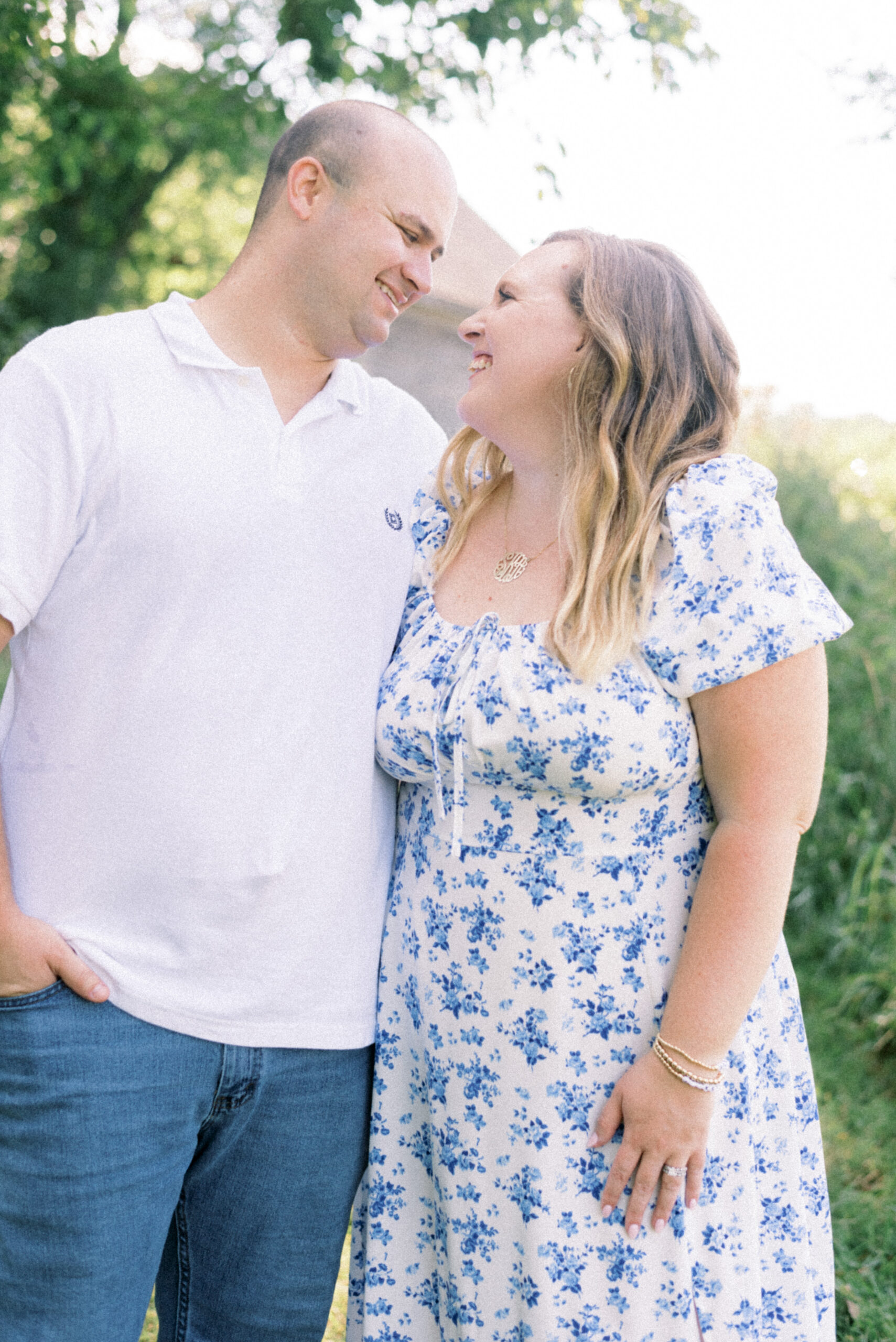 Maryland photographer captures man and woman looking at one another smiling