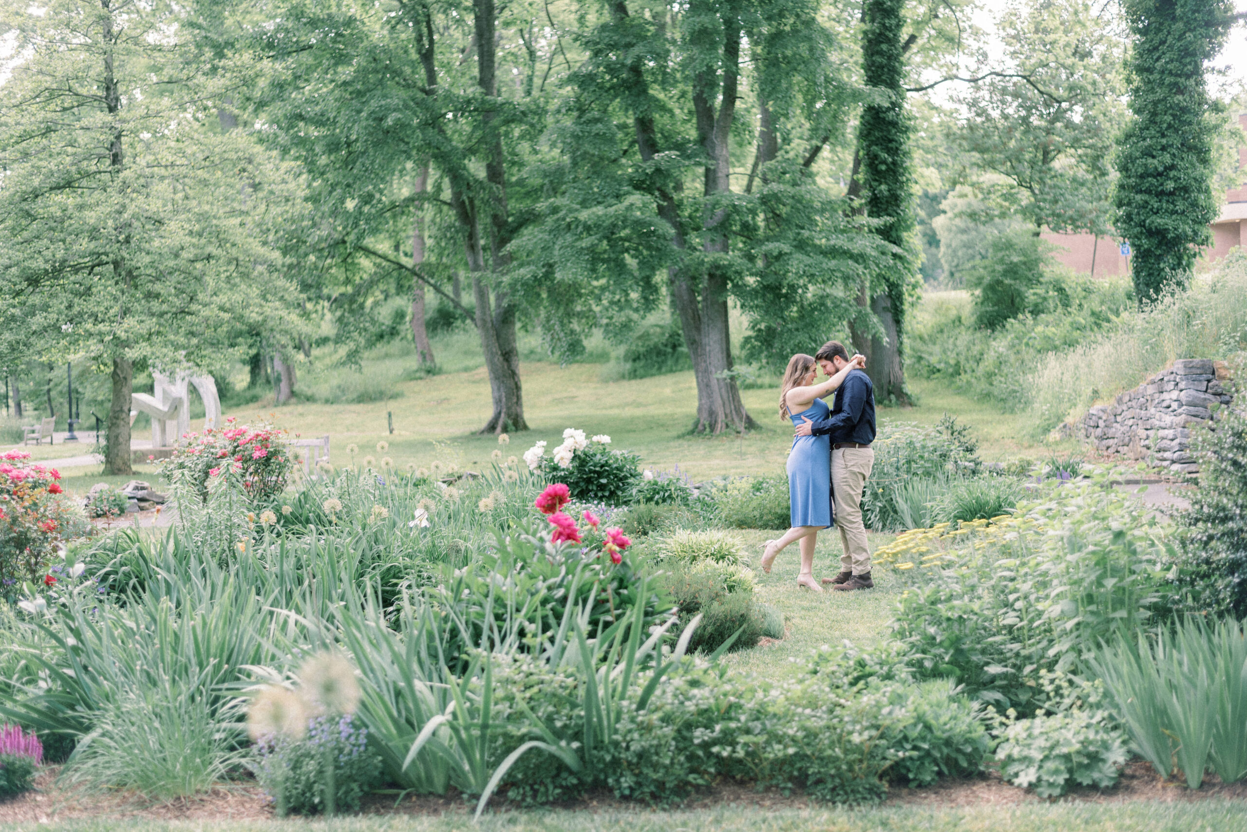 Maryland wedding photographer captures couple in Reading Museum Engagement Portraits garden