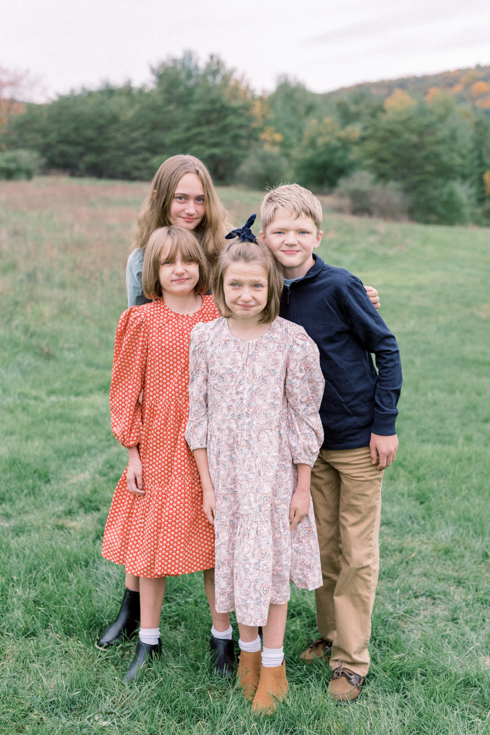 Pennsylvania photographer captures siblings standing together during Family Fall Shoot in Orwigsburg, PA