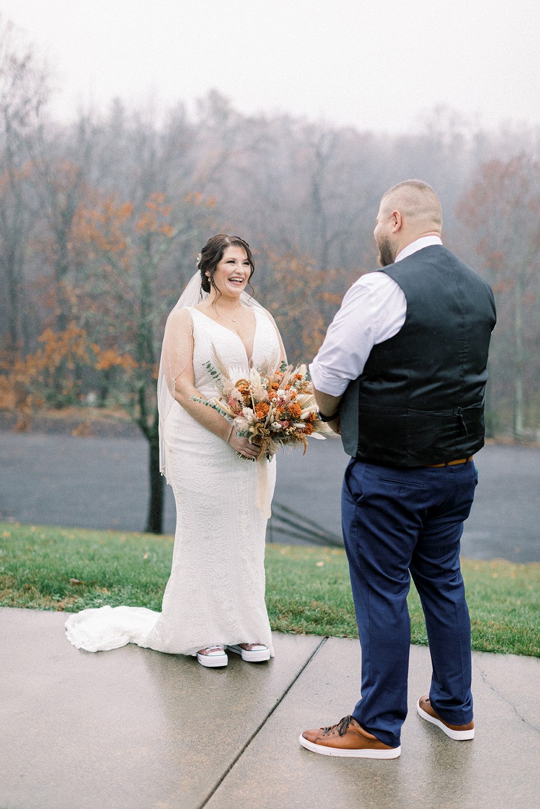 Pennsylvania wedding photographer captures bride smiling at groom
