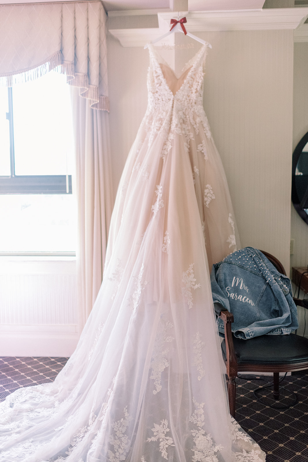 Pennsylvania wedding photographer captures wedding gown hanging