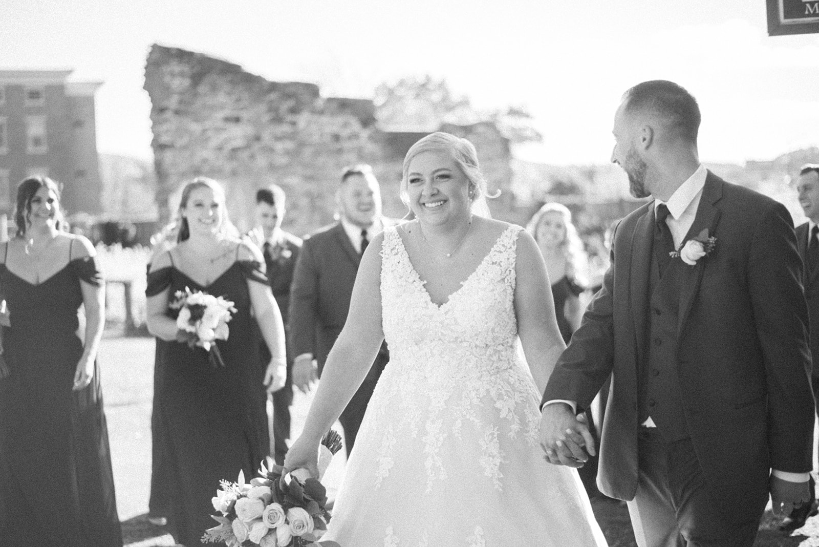 Pennsylvania wedding photographer captures bride and groom walking hand in hand