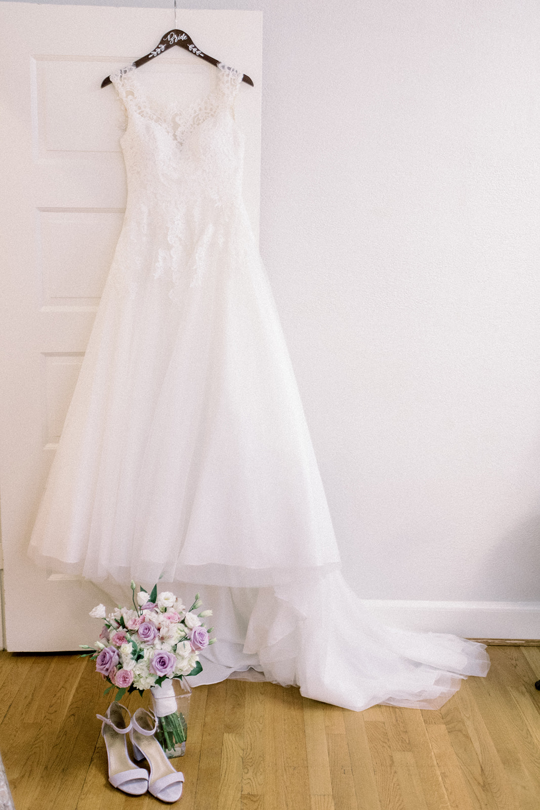 Pennsylvania wedding photographer captures wedding dress hanging