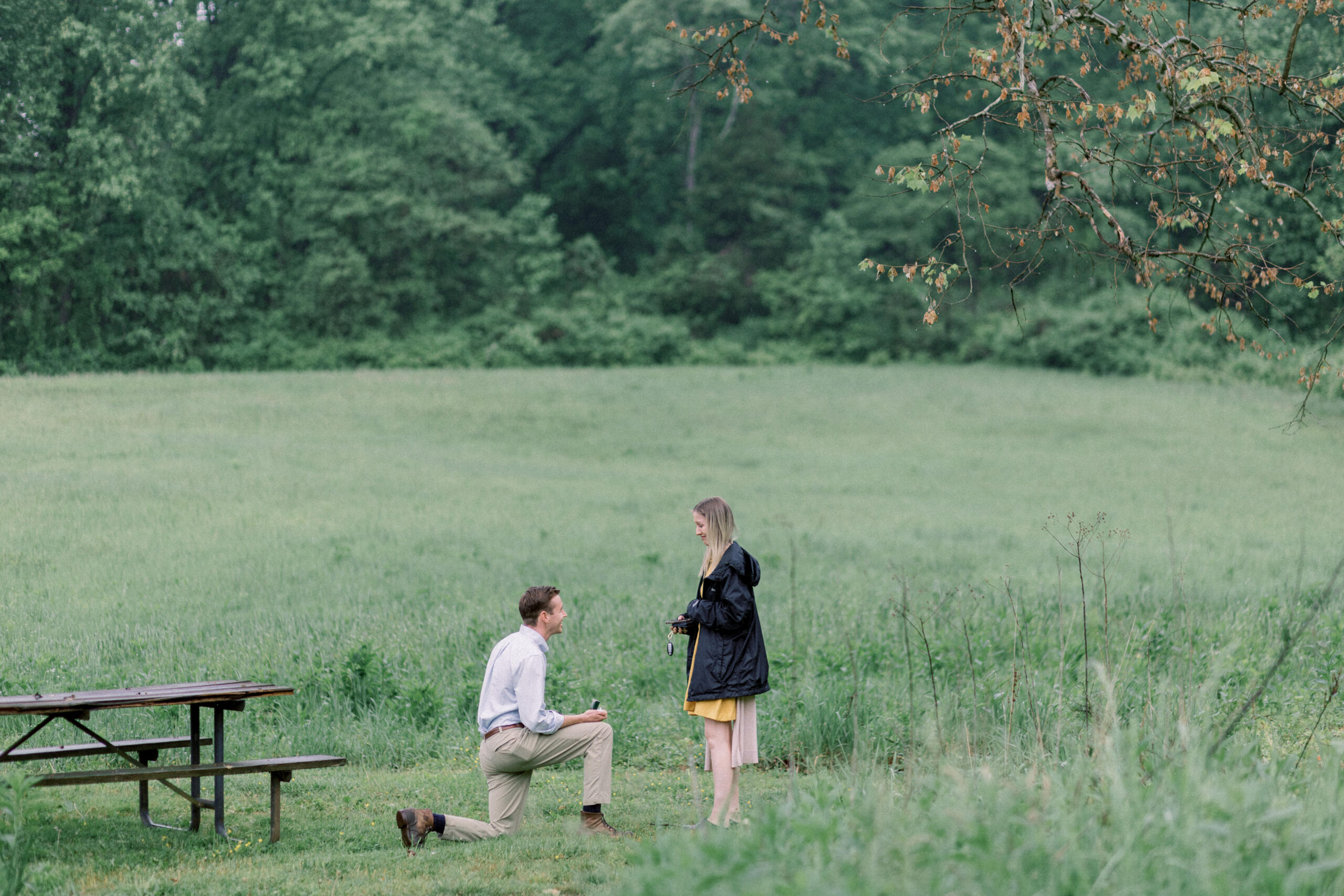 Pennsylvania wedding photographer captures man getting down on one knee to propose