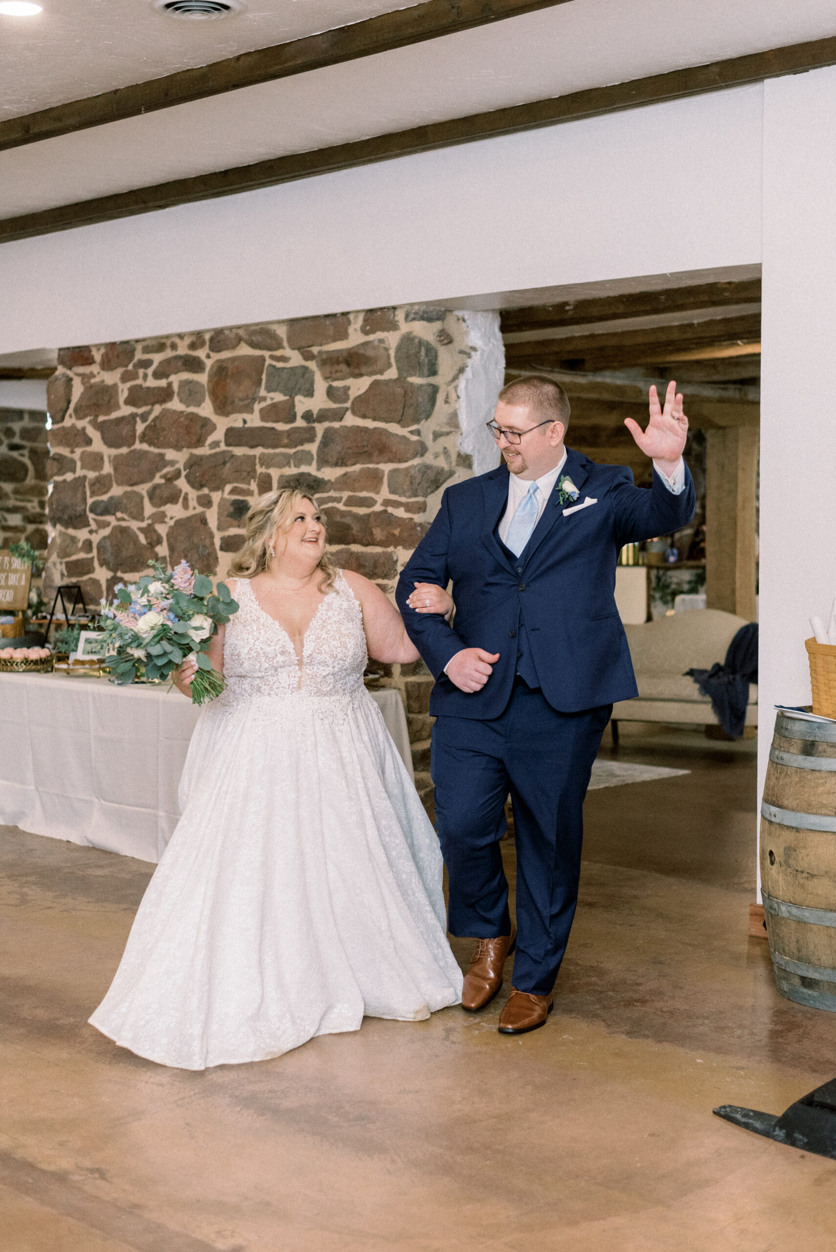 Bride and groom inside historic bank barn in Littlestown PA